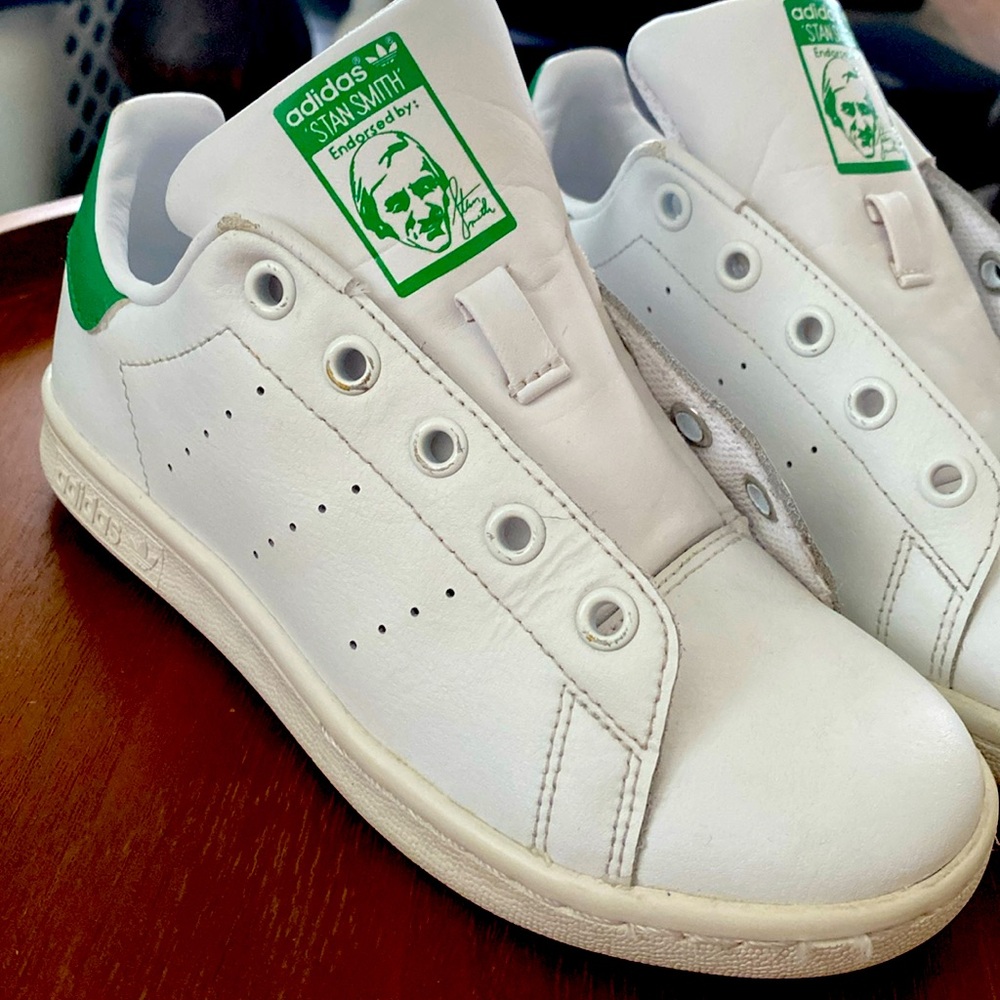 Size 2 Adidas Stan Smith. Great condition, no laces.